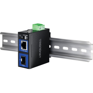 TRENDnet TI-F711SFP Industrial 100/1000Base-T to SFP Media Converter, IP50, DIN rail or wall mount